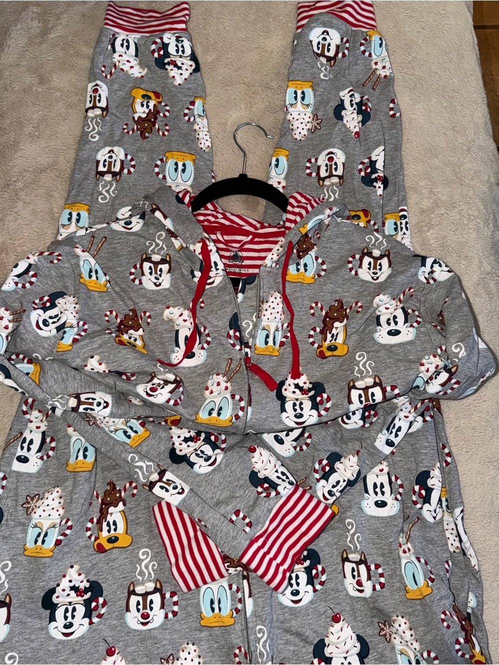Disney Mickey & Friends Holiday Hot Cocoa Hooded Onesie Pajamas - Size XL